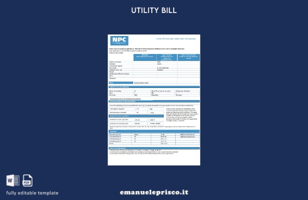 modello word di bolletta del gas della Barbados National Petroleum Corporation o